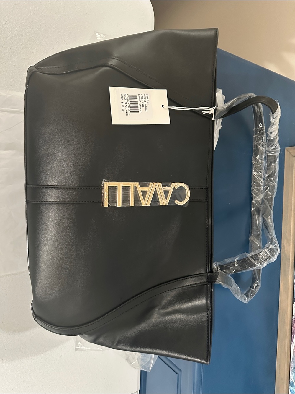 Cavalli Class Black Onyx Shopper Handbag